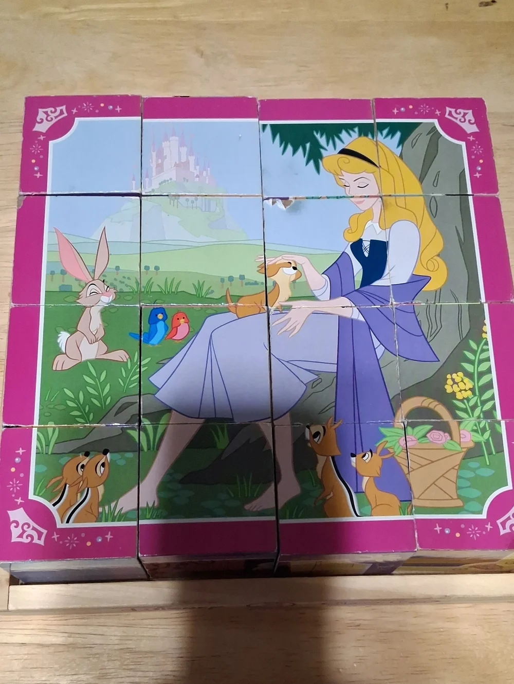 Disney Sleeping Beauty Wooden Puzzle Blocks - Pink and Purple